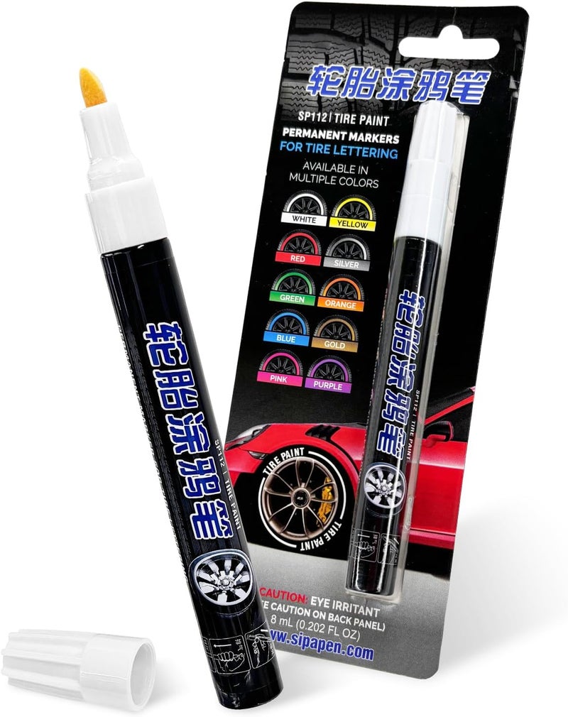 NYTKL Tire Paint Pen for Car, Waterproof Paint Pens Oil-Based Markers for Tire Lettering, Quick Dry Non-Fading Tyre Pen Permanent Drawing Marker for Car Truck Motorcycle Tires (White) - Image 1
